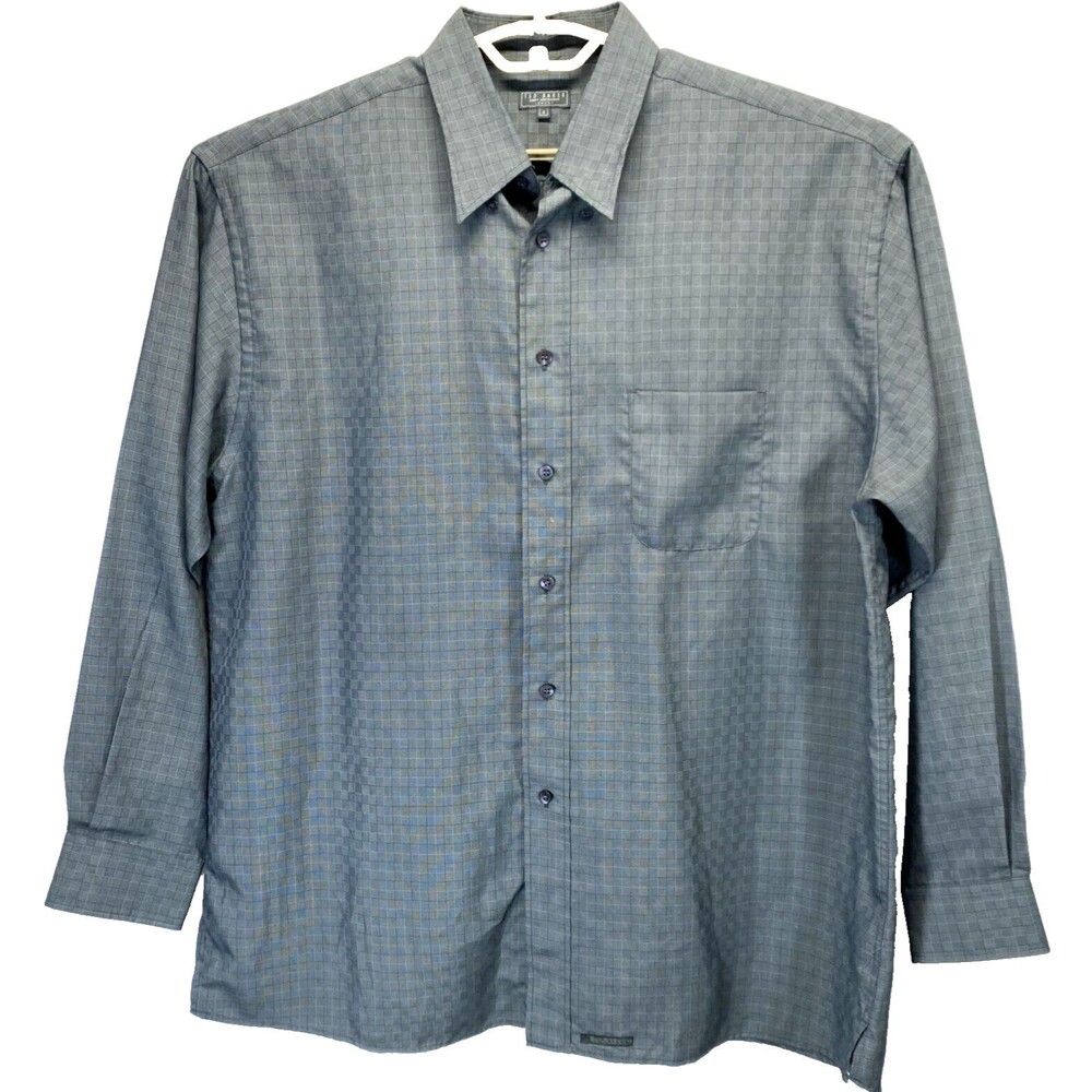 Ted Baker London Men's Green Check Button Under Dress Shirt Size 4 US Large***